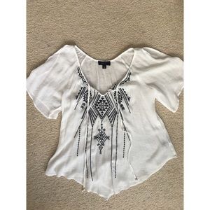 Women’s White and Black Printed Blouse